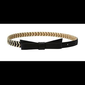 Kate Spade Black Bow Belt 5/8 inch size L natural